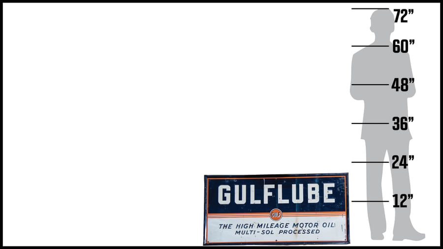 Gulf Lube SingleSided Tin Sign at Indy Road Art 2022 as E305 Mecum Auctions