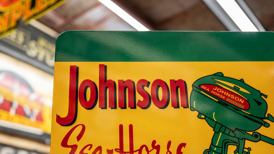 Johnson Outboard Motor Dealership Tin Flange Sign at The World’s