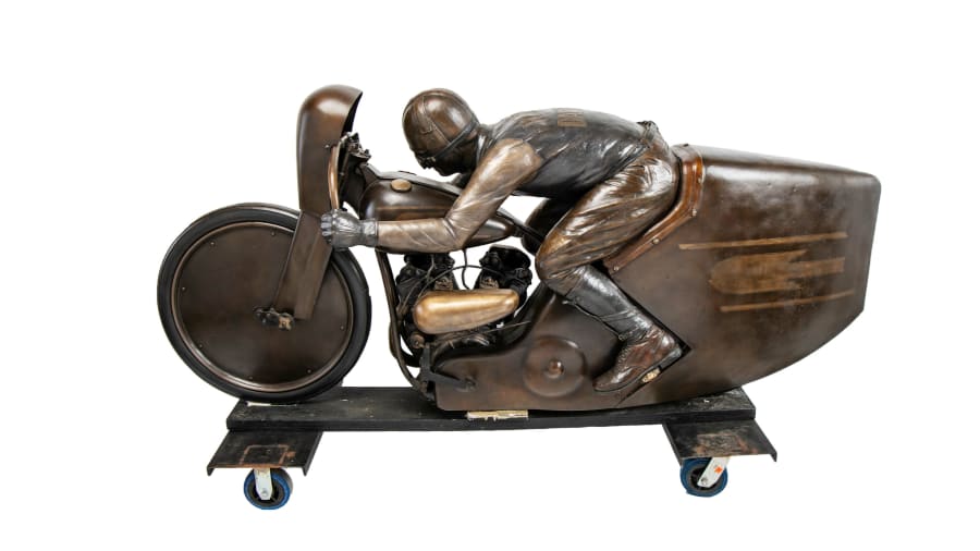 Jeff Decker LifeSize Bronze Sculpture of Joe Petrali for Sale at
