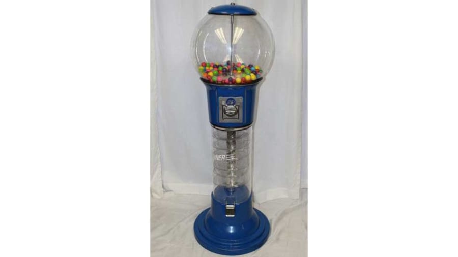 Original Road Runner Blue Spiral Gumball Machine 60x21x21 at Anaheim 2015 as J32 Mecum Auctions