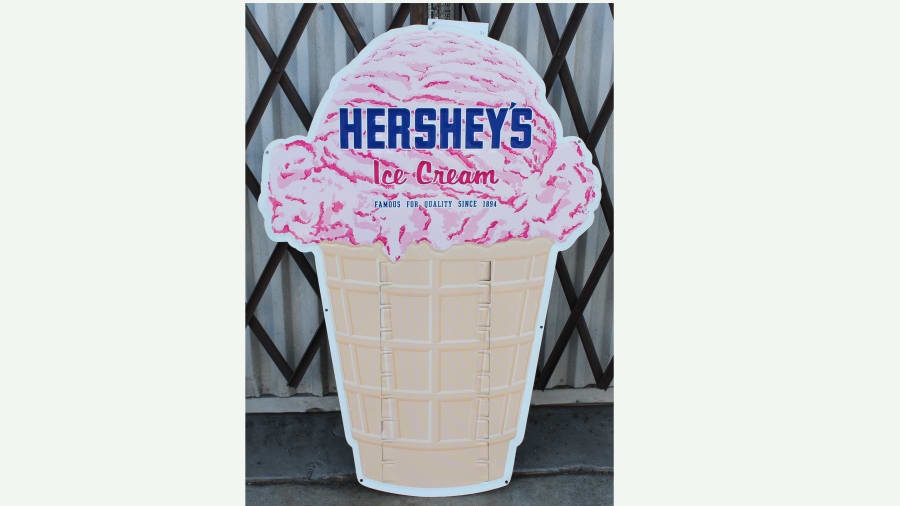 1960's Nos Hersheys Ice Cream Parlor Tin Menu Board Sign at Anaheim