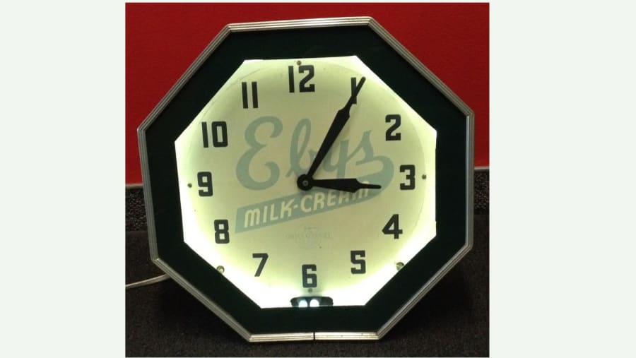 Vintage Ebys Milk Cream Neon Clock 18x18x7 for Sale at Auction Mecum Auctions