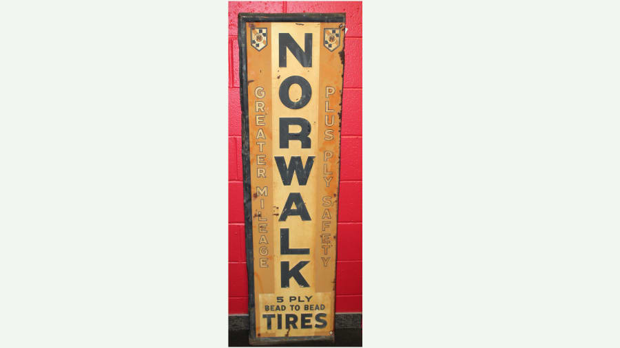 1930s Norwalk Tires Vertical Sign SST for Sale at Auction Mecum Auctions