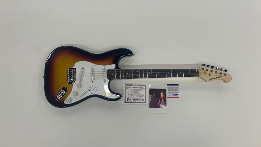 Norah Jones Autographed Electric Guitar at Glendale 2020 as Z235