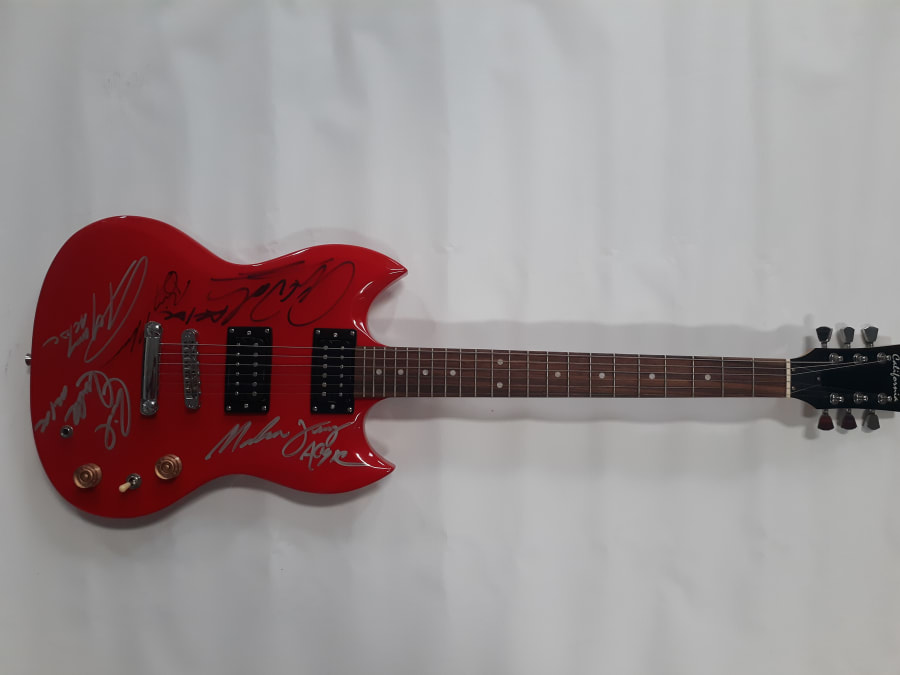 AC/DC Autographed Electric Guitar and Record at Glendale 2020 as Z339 ...