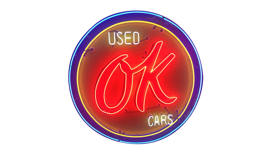 OK Used Cars SingleSided Porcelain Neon 60x14 at Glendale 2020 as Z502