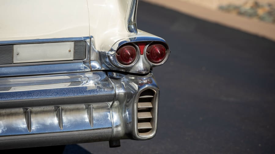 Emblem, Tail Fin Script, 1958 Cadillac Sixty Special, Pair @