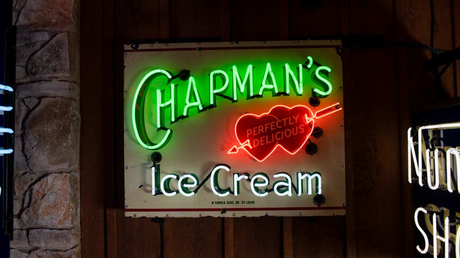 Vintage 1950s Chapman Ice Cream Advertising Sign 