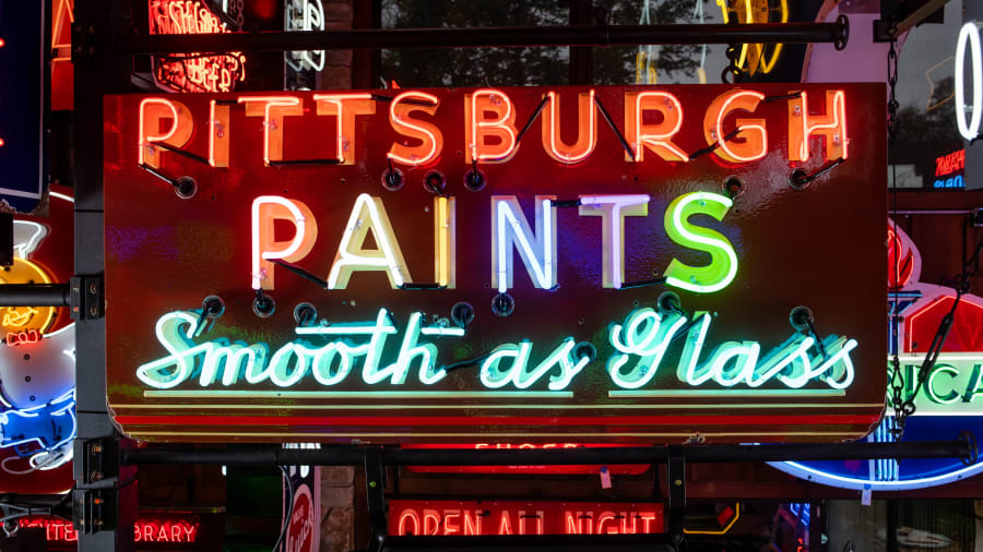 1940s Pittsburgh Paints DoubleSided Porcelain Neon Sign for Sale at Auction Mecum Auctions
