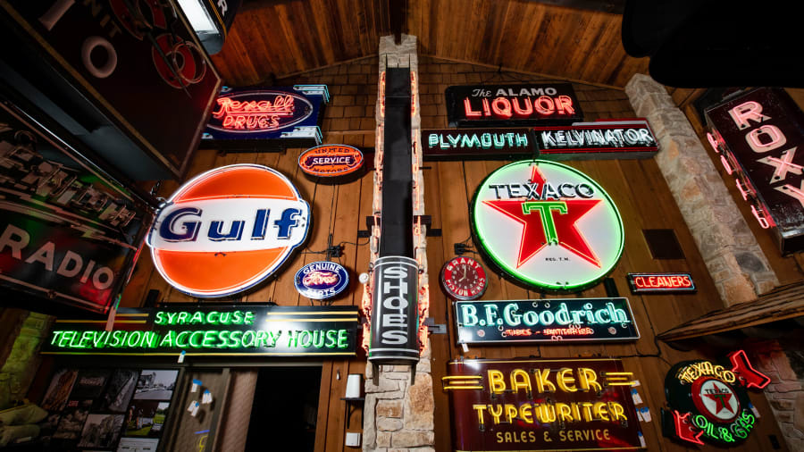 Rue St. Louis Double-Sided Tin Neon Sign at Glendale 2022 as Z237