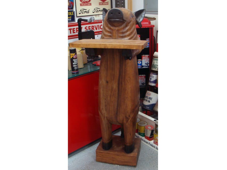 Wooden Pig Statue With Serving Tray 5ft For Sale At Auction Mecum   243130 1 