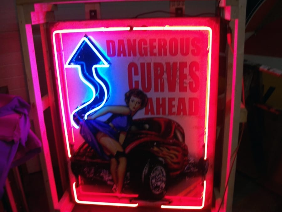 Dangerous Curves Neon Sign SSTN 48in at Chicago 2013 as K83 - Mecum