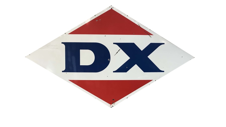 Original 1950s DX Gas Station Sign, SingleSided Porcelain 102x60 for