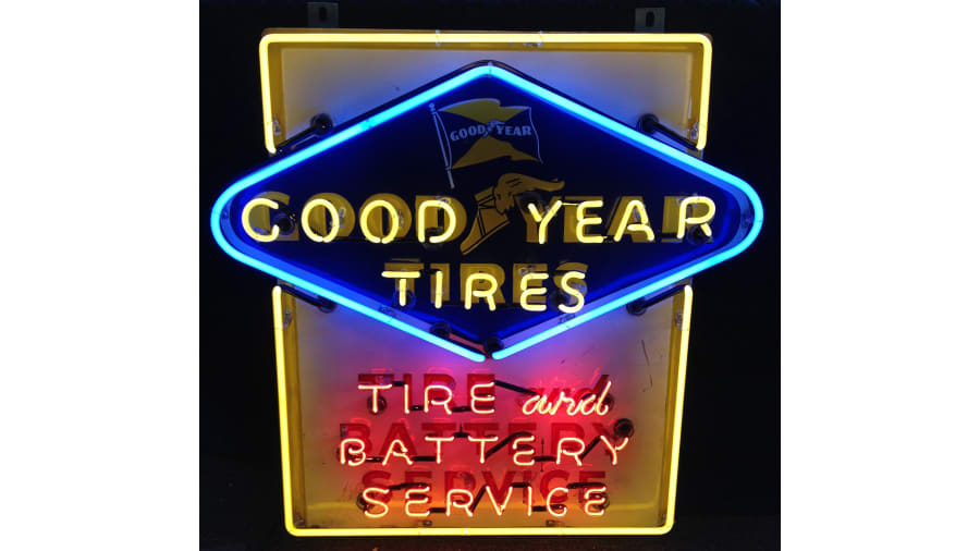 Goodyear Tires Neon Sign SSTN 48x48 at Denver 2015 as J27 Mecum Auctions