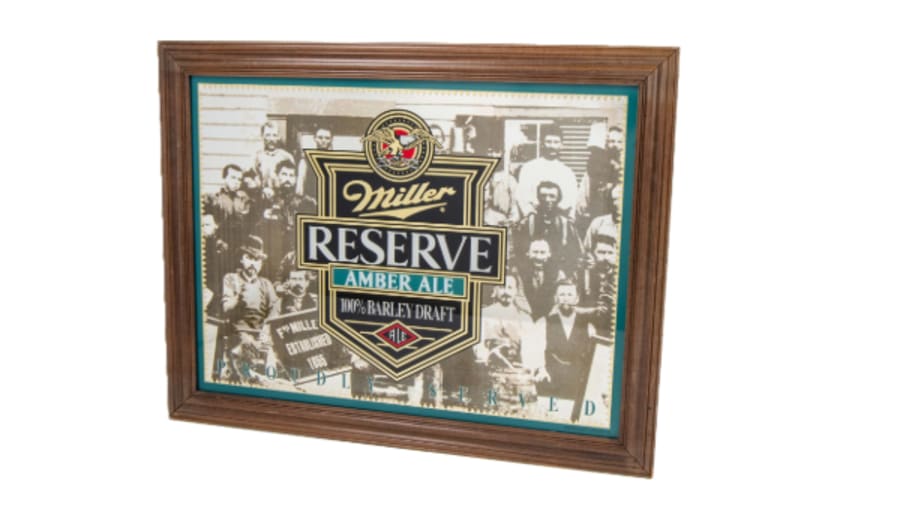 Miller Reserve Amber Ale 超激レア品　パブミラー 1993 Miller Amber Ale Single-Sided Mirror Advertisement For Sale