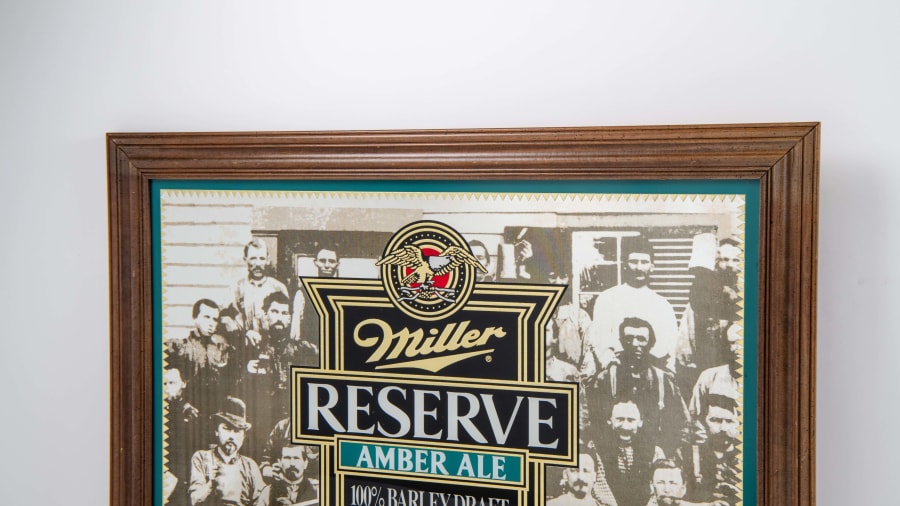 1993 Miller Amber Ale Single-Sided Mirror Advertisement For Sale