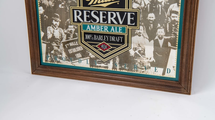 1993 Miller Amber Ale Single-Sided Mirror Advertisement For Sale