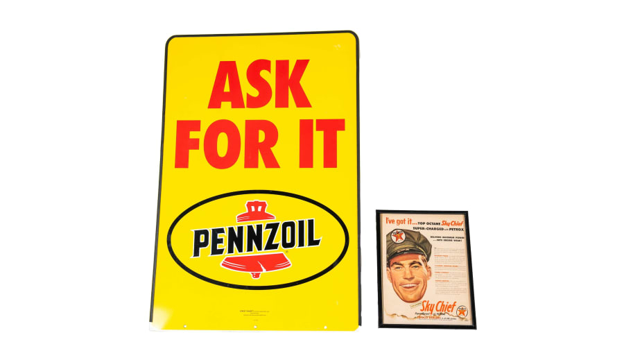 Pennzoil and Texaco Storefront Signs for Sale at Auction Mecum Auctions
