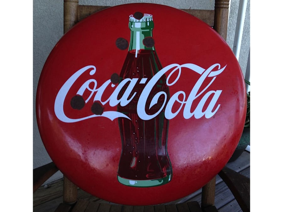 Coca Cola Button Sign SSP 24in at Kissimmee 2014 as M115 - Mecum Auctions