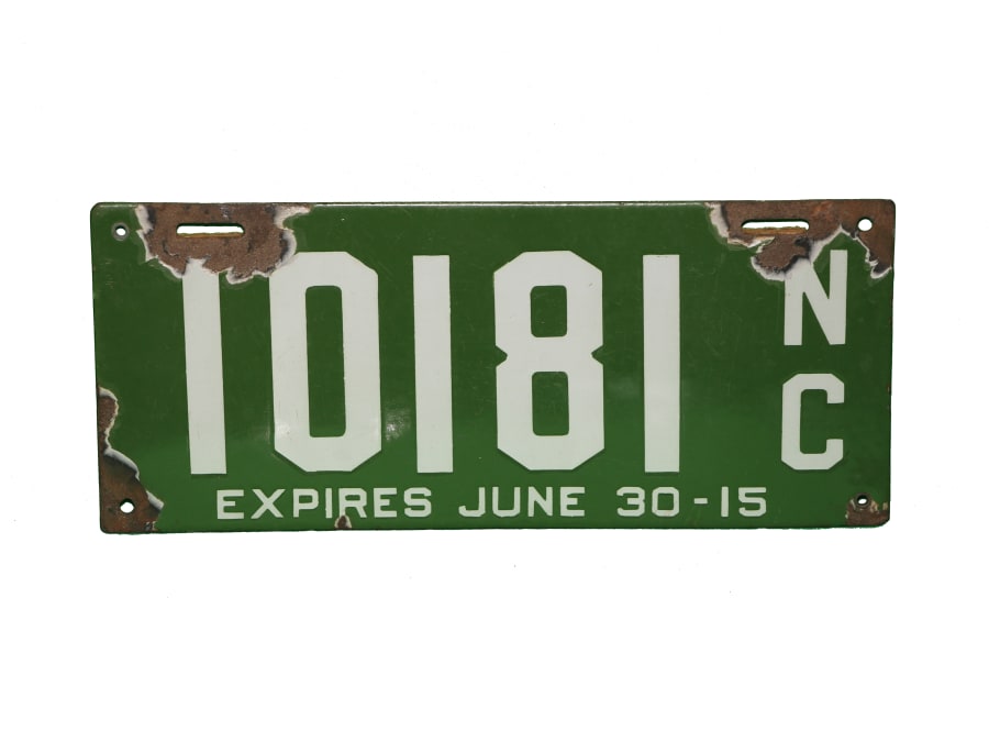 1915 North Carolina Porcelain License Plate for Sale at Auction - Mecum