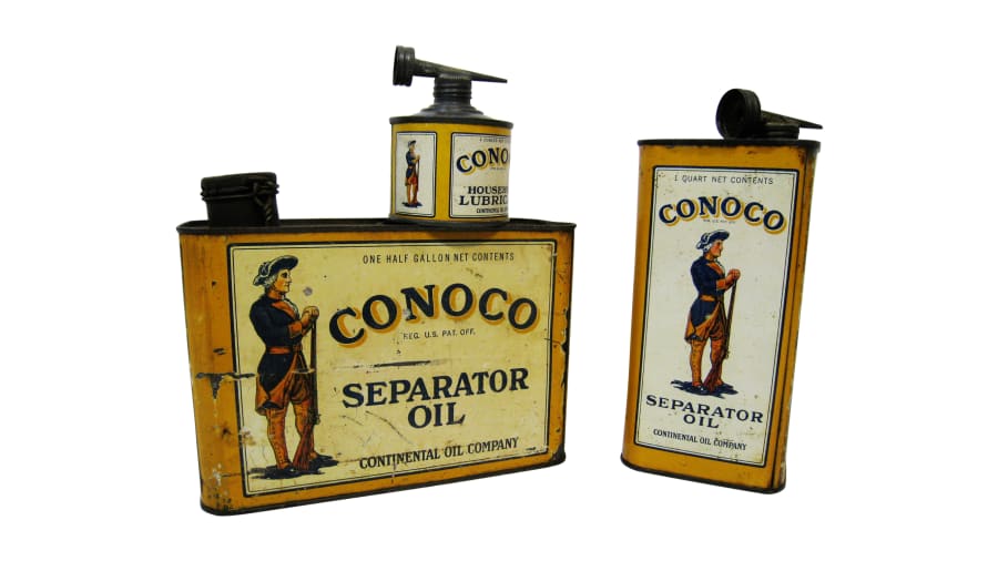 Conoco Minuteman Group Of 3 Oil Cans at Kissimmee 2016 as Z105 Mecum