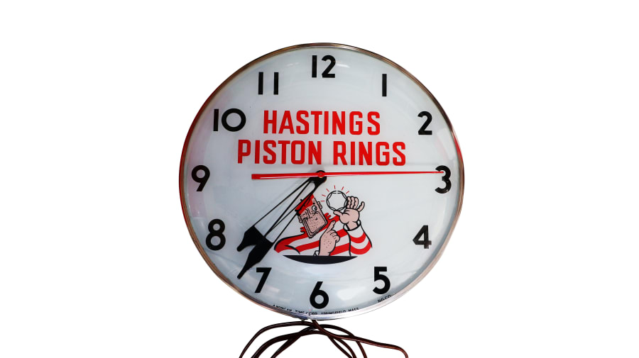 Hastings Piston Rings Lighted Bubble Clock for Sale at Auction Mecum