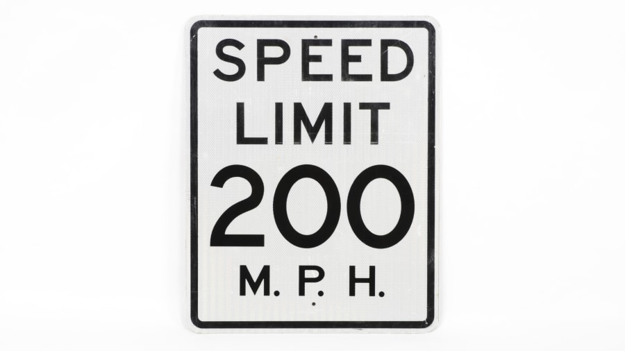 Speed Limit 200 Mph Sign SST 24x30 At Kissimmee 2016 As M43 Mecum speed-limit-200-mph-sign-sst-24x30-at-kissimmee-2016-as-m43-mecum