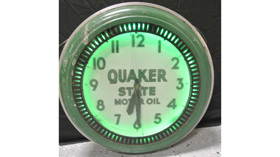 Quaker State Motor Oil Neon Spinner Clock for Sale at Auction Mecum