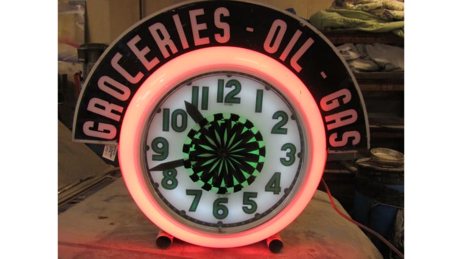 Groceries Oil Gas Pinwheel Neon Clock for Sale at Auction Mecum Auctions