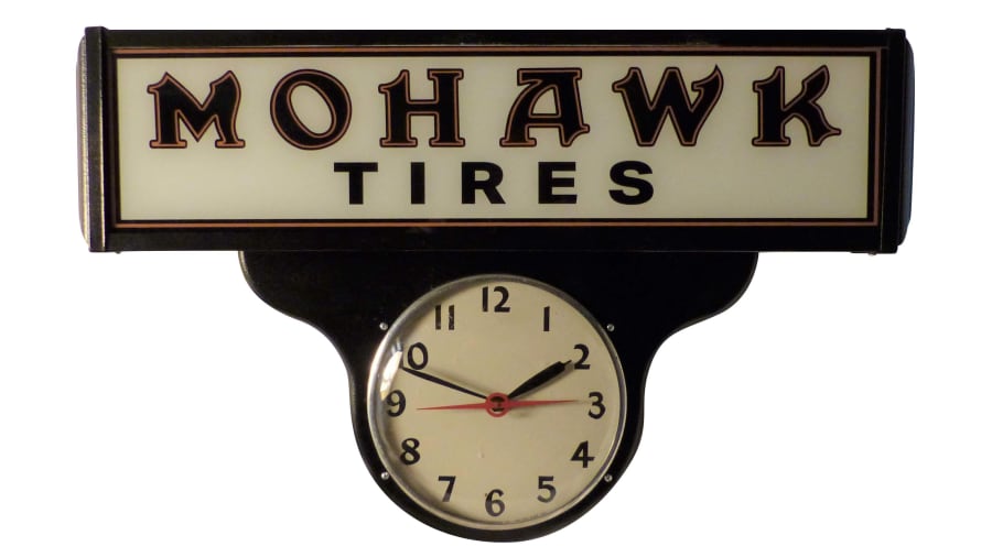 Mohawk Tires Lighted Sign And Clock 18x25x5 at Kissimmee 2020 as Q30 -  Mecum Auctions