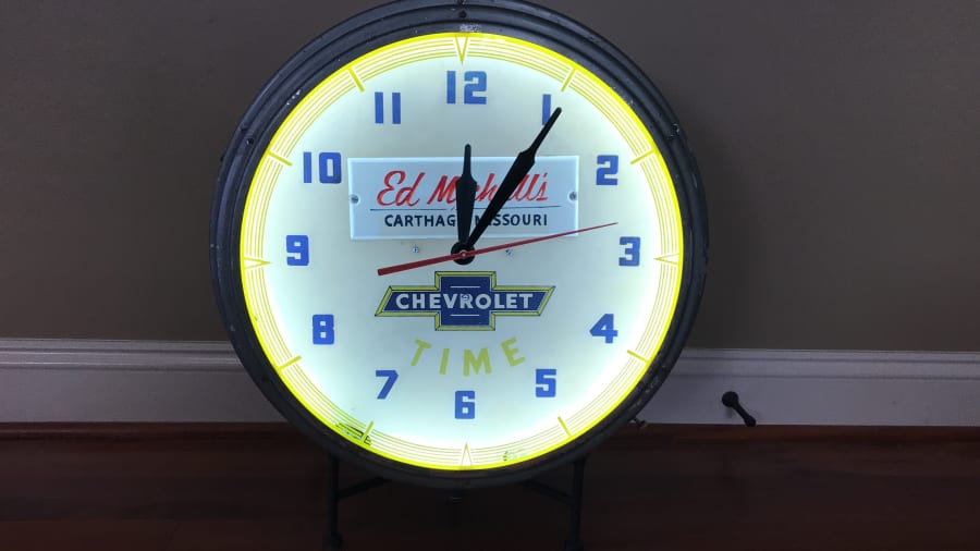 1953 Chevy Time Neon Clock 22x6 at Kissimmee 2020 as M143 Mecum Auctions