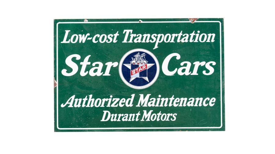 Star Cars Durant Motors, DoubleSided Porcelain 42x28 for Sale at