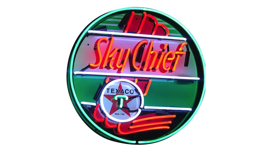 Texaco Sky Chief Neon Sign in a Metal Can : 36in