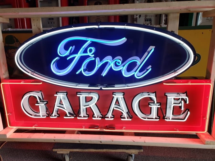 Ford Garage Custom Made Tin Neon 72x37 at Kissimmee 2020 as P30 Mecum