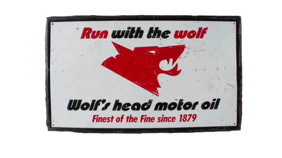 Wolfs Head Single-Sided Embossed Tin Sign For Sale At Auction