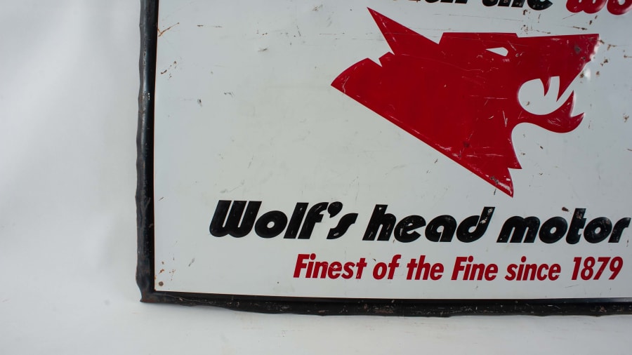 Wolfs Head Single-Sided Embossed Tin Sign For Sale At Auction