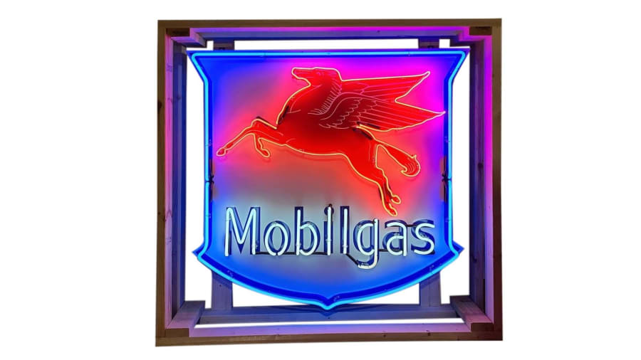 Custom Mobil Shield SingleSided Animated Tin Neon Sign for sale at