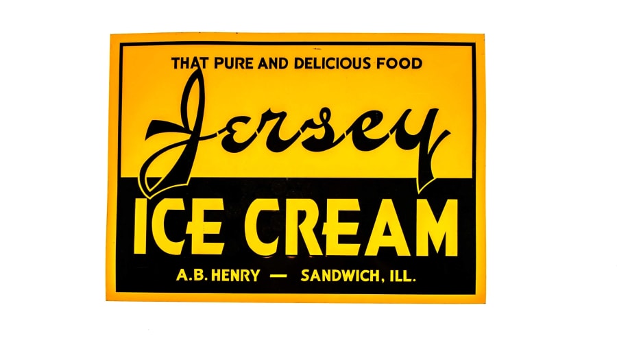 Jersey Ice Cream SingleSided Embossed Tin Sign for Sale at Auction