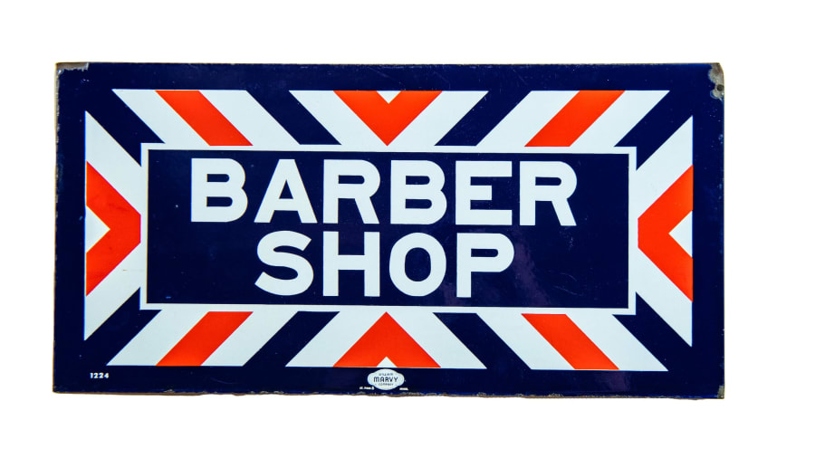 Barber Shop Double-Sided Porcelain Flange Sign For Sale At Auction