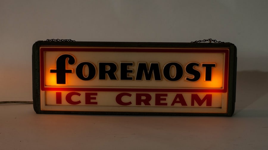 Foremost Ice Cream Double-Sided Plastic Lighted Sign For Sale At