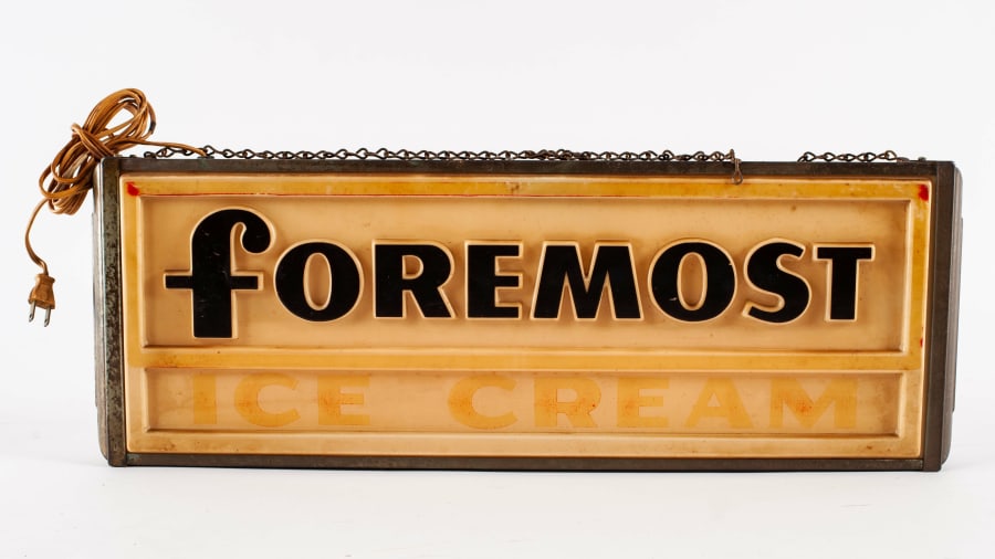 Foremost Ice Cream Double-Sided Plastic Lighted Sign For Sale At