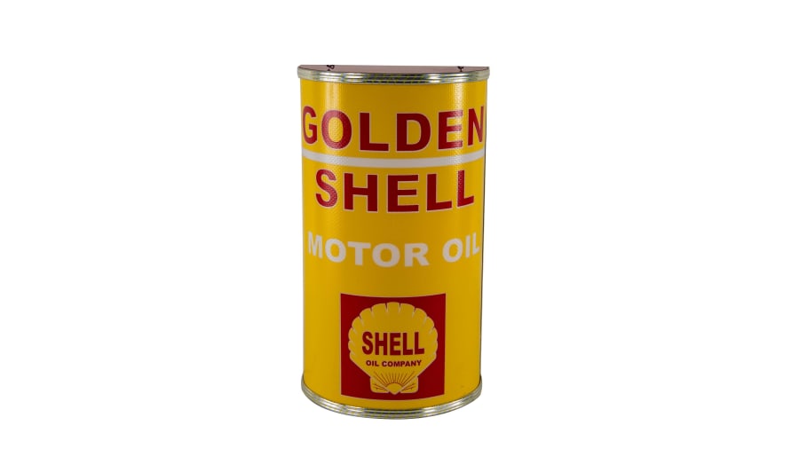 シェル　ビンテージ　アメリカ　Golden Shell Motor Oil 缶 Golden Shell Motor Oil Single-Sided Plastic Light For Sale At