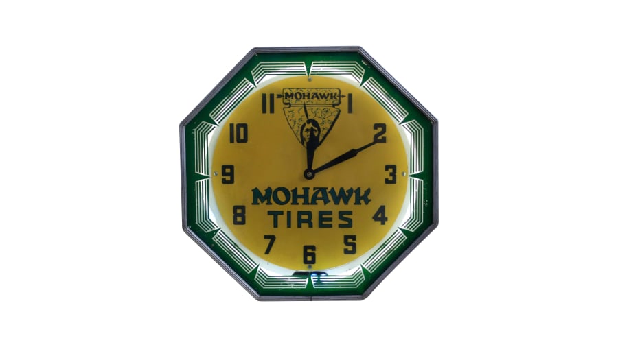 Mohawk Tires Lighted Sign And Clock 18x25x5 at Kissimmee 2020 as Q30 -  Mecum Auctions