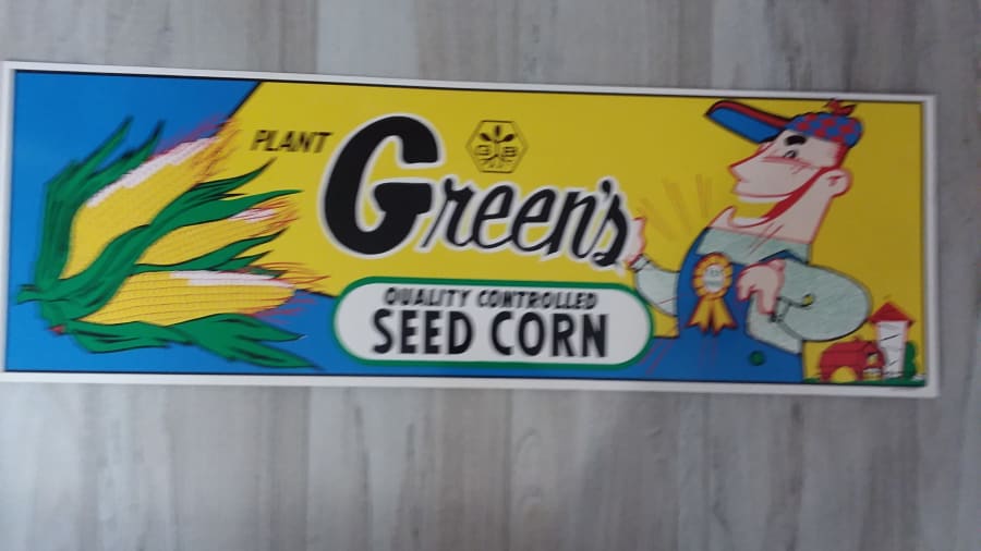 Green's Seed Corn Sign 36x12 at Davenport 2019 as M389 - Mecum Auctions