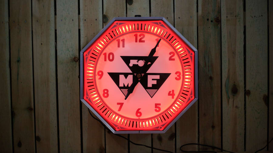 MasseyFerguson Neon Clock, Reproduction 18x18 for Sale at Auction
