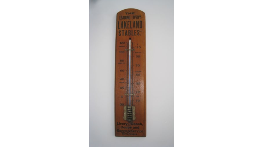 The Leading Livery Lakeland Stables Wooden Thermometer for Sale at