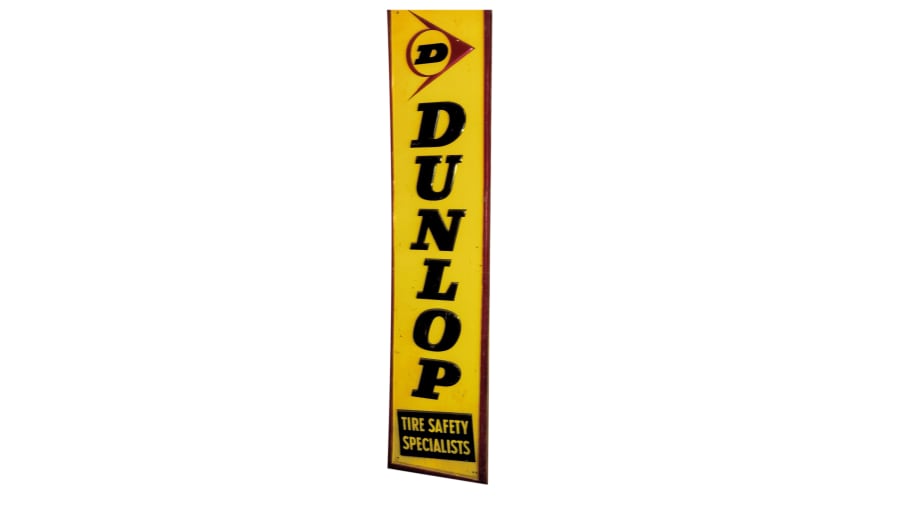 1960s Dunlop Tires SingleSided Embossed Tin Sign at Las Vegas 2021 as