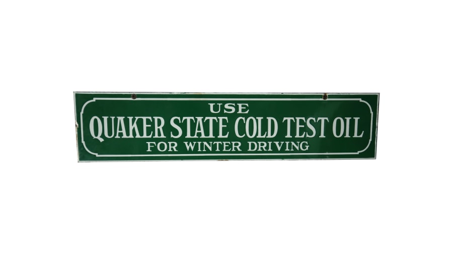 Quaker State Cold Test Oil Porcelain Sign 27x6 at Louisville 2016 as