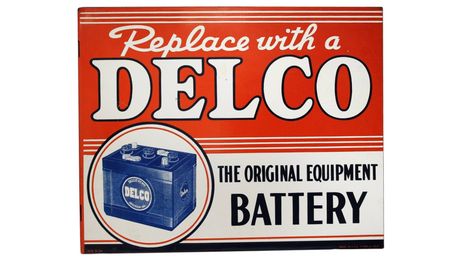 1954 Delco Battery Sign DSTF 23x18.5 at Louisville 2016 as K79 Mecum Auctions