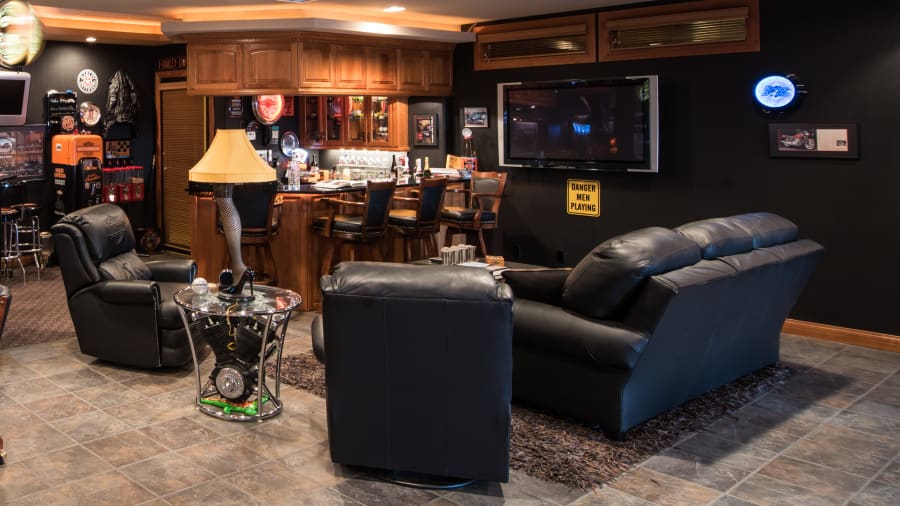 HarleyDavidson Leather Couch And 2 Leather Chairs for Sale at Auction